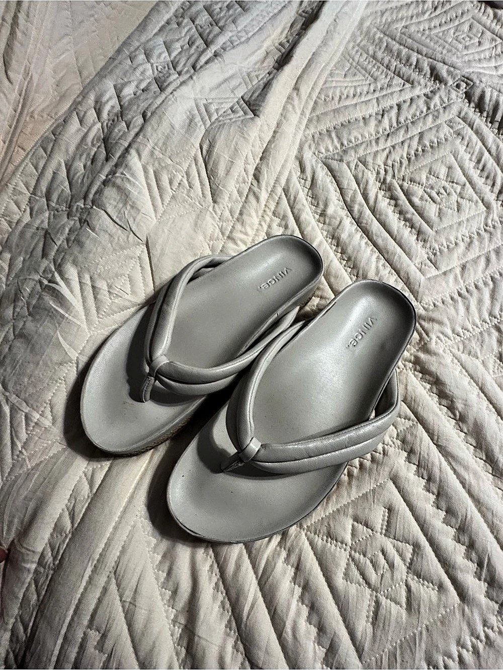 Vince Forest Platform Thong Sandals in Gray